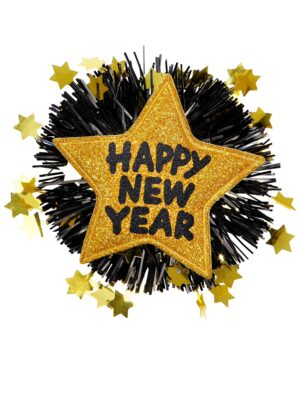 Kostümzubehör Anstecker Happy New Year gold
