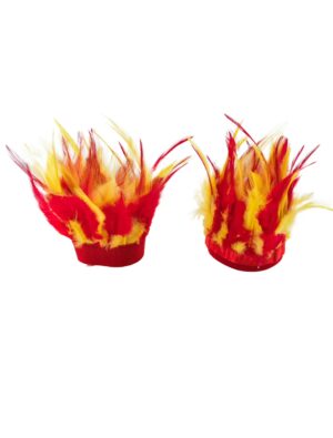 Kostümzubehör Armbänder Flammen aus Federn rot/gelb