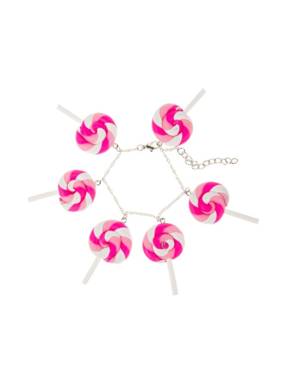 Kostümzubehör Armband Candy Lolli pink/weiß
