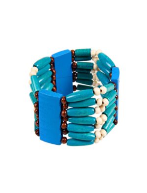 Kostümzubehör Armband Holzperlen blau