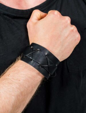 Kostümzubehör Armband Kunstleder schwarz