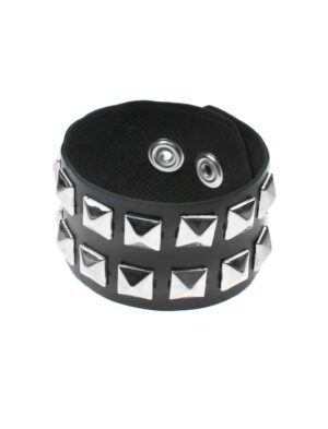 Kostümzubehör Armband Punker mit Nieten 2-reihig Farbe: schwarz