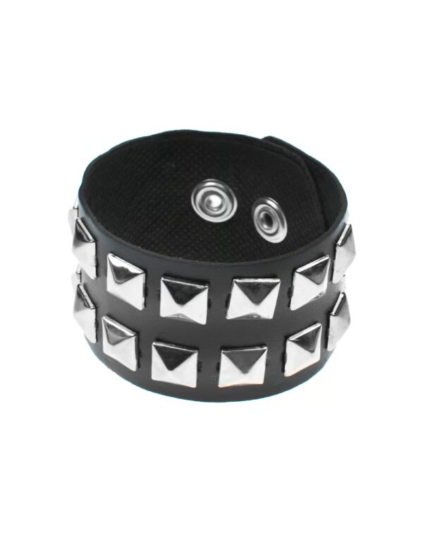 Kostümzubehör Armband Punker mit Nieten 2-reihig Farbe: schwarz