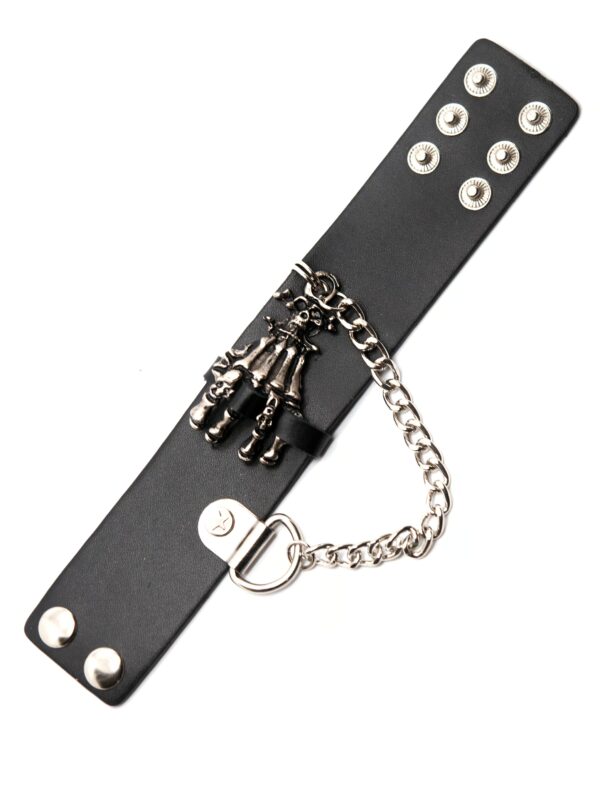Kostümzubehör Armband Punker mit Skeletthand Farbe: schwarz