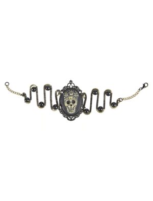 Kostümzubehör Armband Sugar Skull schwarz