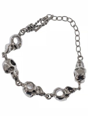 Kostümzubehör Armband Totenköpfe silber