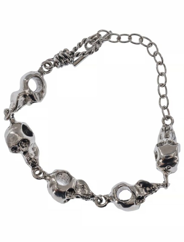 Kostümzubehör Armband Totenköpfe silber