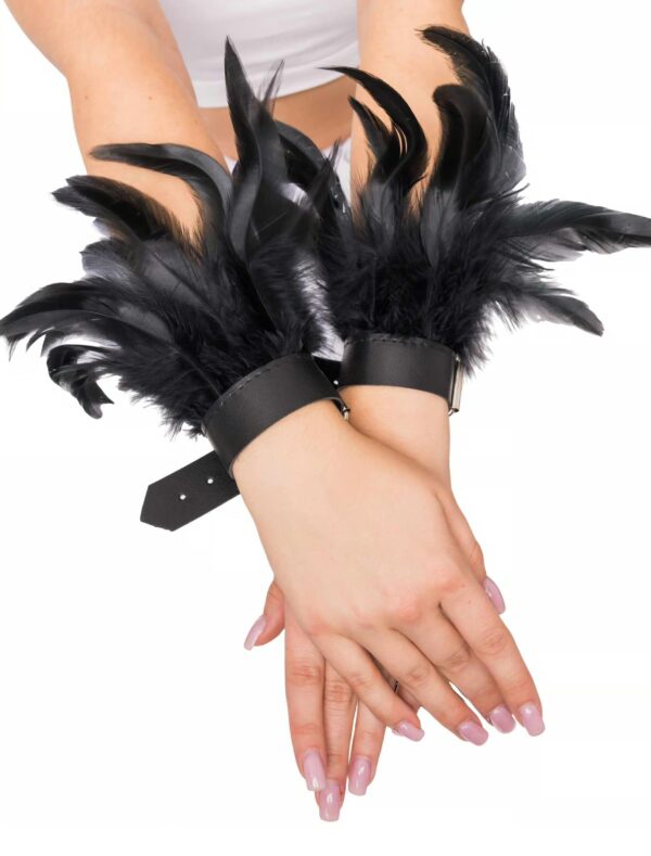 Kostümzubehör Armband mit Federn schwarz