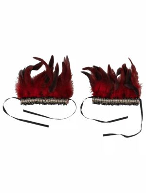 Kostümzubehör Armband mit Federn und Perlen rot