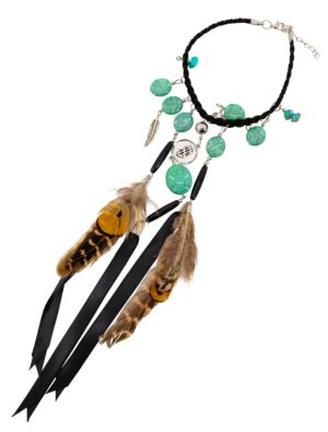 Kostümzubehör Armband mit Federn und Steinen Farbe: mehrfarbig
