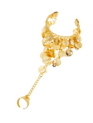 Kostümzubehör Armband mit Münzen und Ring gold