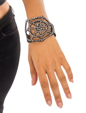 Kostümzubehör Armband mit Spinne schwarz