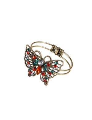 Kostümzubehör Armreif Schmetterling mit Strass bunt Farbe: mehrfarbig