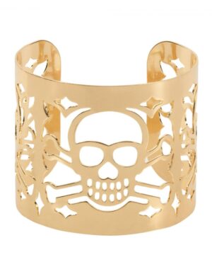 Kostümzubehör Armreif Totenkopf gold
