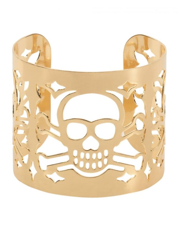 Kostümzubehör Armreif Totenkopf gold