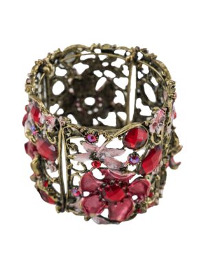 Kostümzubehör Armreif mit Blumenverzierung gold/pink