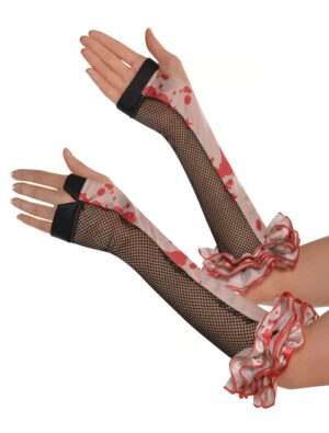 Kostümzubehör Armstulpen schwarz/weiß/rot