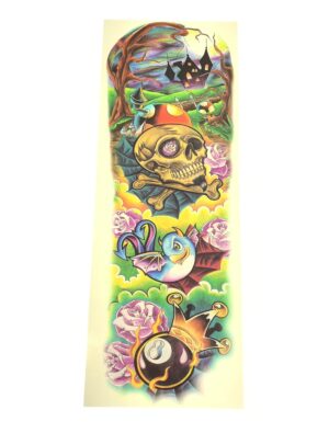 Kostümzubehör Armtattoo Schädel bunt Farbe: mehrfarbig
