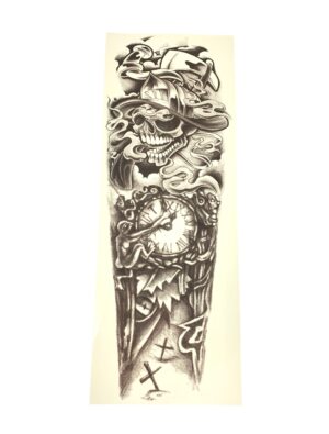 Kostümzubehör Armtattoo Schädel schwarz/weiß