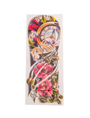 Kostümzubehör Armtattoo Uhr mit Rosen bunt Farbe: mehrfarbig