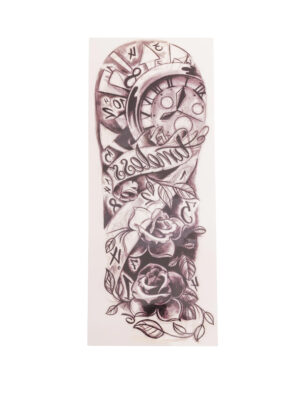 Kostümzubehör Armtattoo Uhr mit Rosen schwarz/weiß