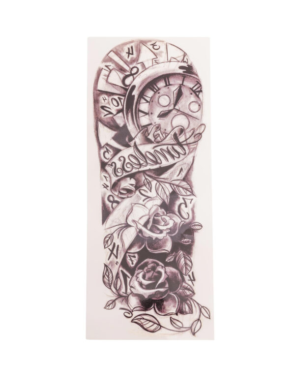 Kostümzubehör Armtattoo Uhr mit Rosen schwarz/weiß