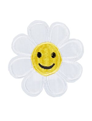 Kostümzubehör Aufnäher Blume weiß/gelb 2 Stk.