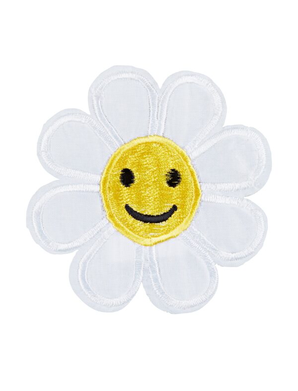 Kostümzubehör Aufnäher Blume weiß/gelb 2 Stk.