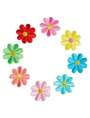 Kostümzubehör Aufnäher Blumen bunt 8-tlg. Farbe: mehrfarbig