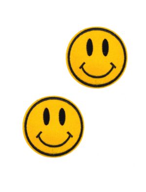 Kostümzubehör Aufnäher Grinsebacke/Smiley 2 Stk. Farbe: gelb
