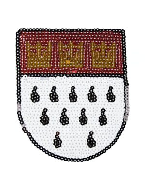 Kostümzubehör Aufnäher Kölner Wappen Pailletten groß Farbe: rot/weiß