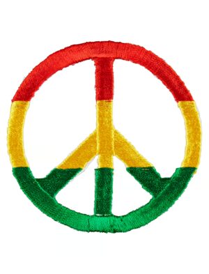 Kostümzubehör Aufnäher Peace Jamaika 2-tlg. Farbe: rot/gelb/grün