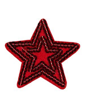 Kostümzubehör Aufnäher Stern mit Pailletten rot 2-tlg.