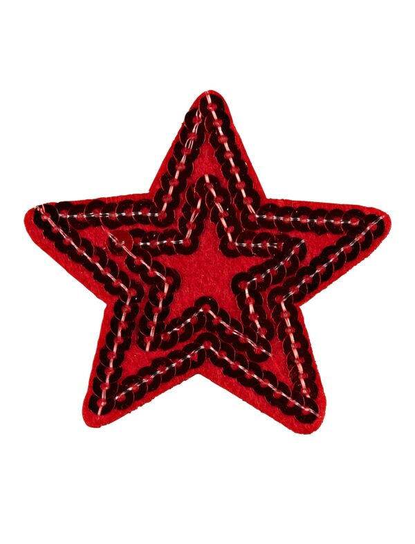 Kostümzubehör Aufnäher Stern mit Pailletten rot 2-tlg.