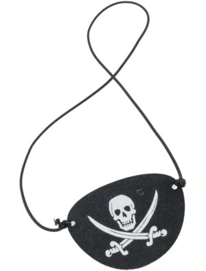 Kostümzubehör Augenklappe Pirat mit Schädel und Säbel schwarz