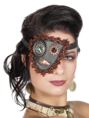 Kostümzubehör Augenklappe Steampunk Kompass Farbe: bronze