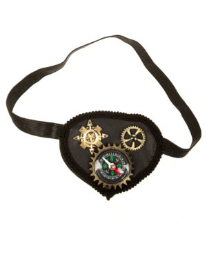 Kostümzubehör Augenklappe Steampunk mit Kompass schwarz
