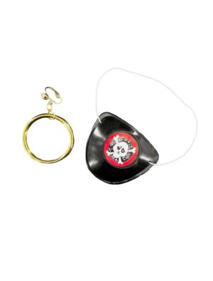 Kostümzubehör Augenklappe Totenkopf mit Ohrring Farbe: schwarz