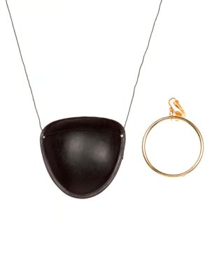Kostümzubehör Augenklappe mit Ohrring schwarz/gold