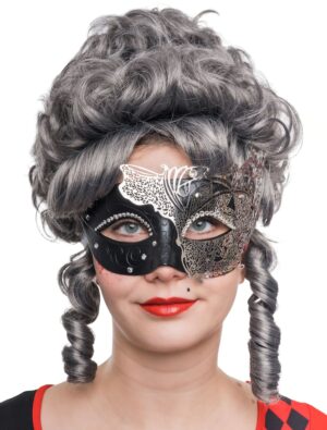 Kostümzubehör Augenmaske aus Metall schwarz/silber