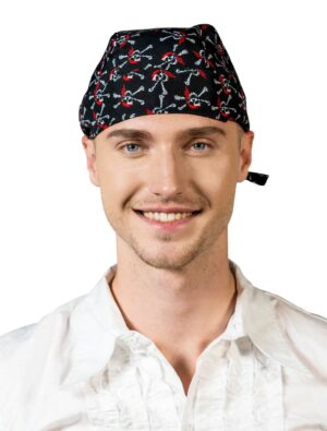 Kostümzubehör Bandana Pirat schwarz/weiß/rot