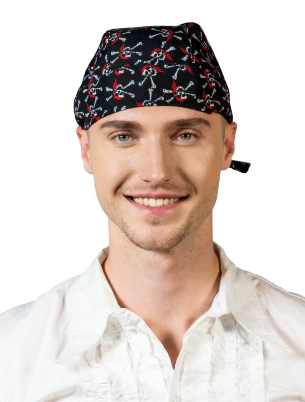 Kostümzubehör Bandana Pirat schwarz/weiß/rot