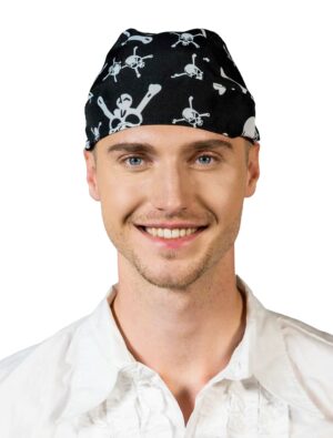 Kostümzubehör Bandana Totenkopf schwarz/weiß
