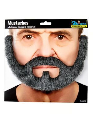 Kostümzubehör Bart Bauarbeiter schwarz/grau