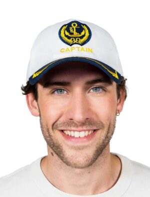 Kostümzubehör Baseball Cap Captain weiß/schwarz