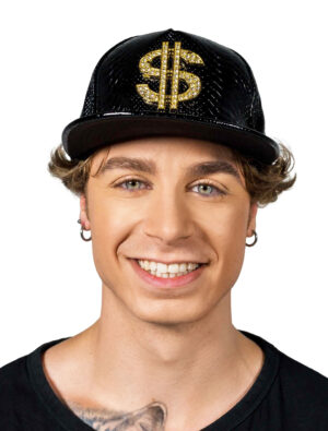 Kostümzubehör Baseball Cap Dollarzeichen schwarz