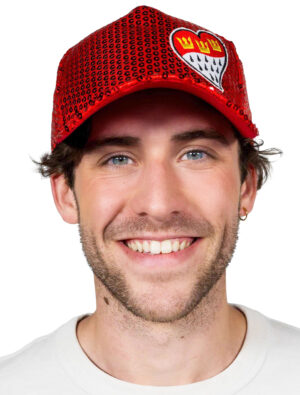 Kostümzubehör Baseball Cap Köln mit Pailletten rot one size