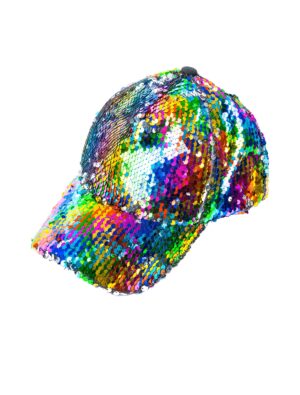Kostümzubehör Baseball Cap Wendepailletten bunt Farbe: rainbow
