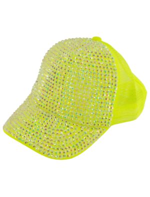 Kostümzubehör Baseball Cap mit Strass neongelb one size