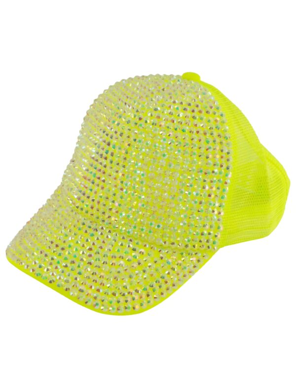 Kostümzubehör Baseball Cap mit Strass neongelb one size